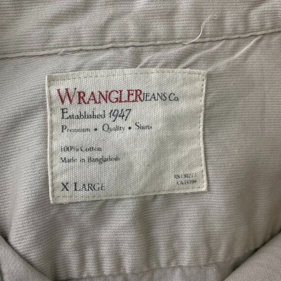 Wrangler Button Up Long Sleeve Shirt XL Tan Chest Pocket Micro Corduroy Collar - Picture 6 of 6
